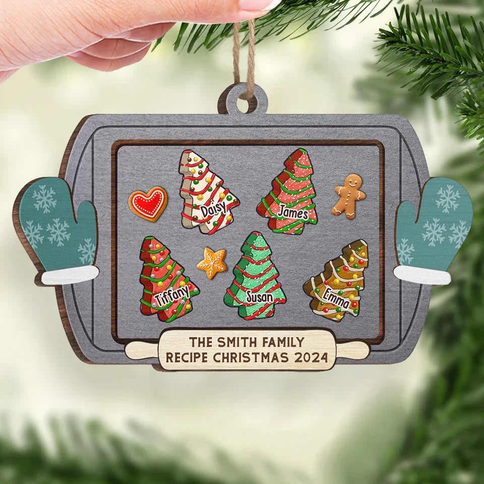 The Family Recipe Christmas - Family Personalized Custom Ornament - Wood Custom Shaped - Christmas Gift For Family Members