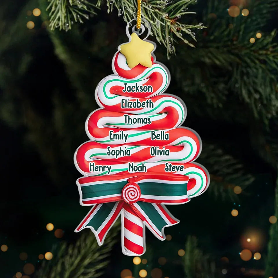 Candy And Christmas Cheer Bring Families Near - Family Personalized Custom Ornament - Acrylic Custom Shaped - Christmas Gift For Family Members