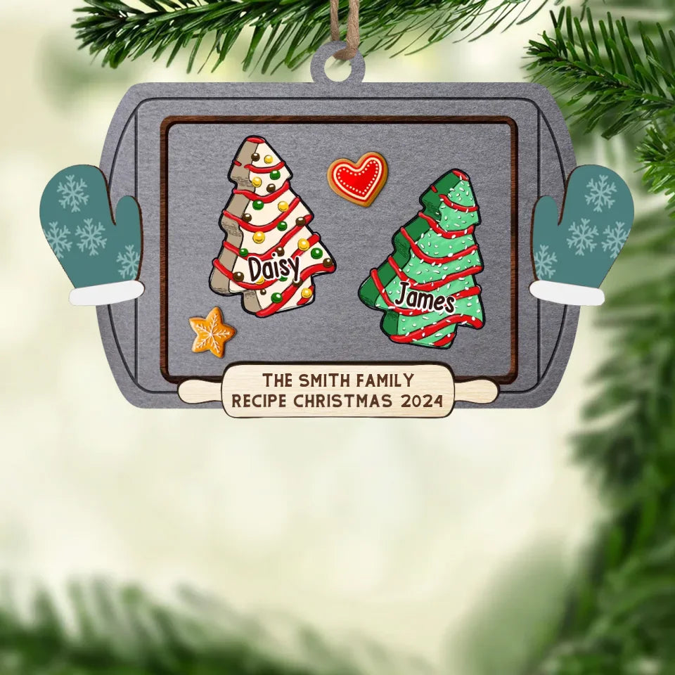 The Family Recipe Christmas - Family Personalized Custom Ornament - Wood Custom Shaped - Christmas Gift For Family Members