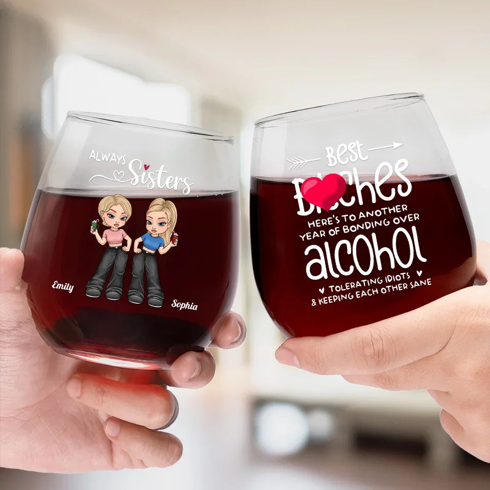 In Squad We Trust - Bestie Personalized Custom Wine Glass - Gift For Best Friends, BFF, Sisters