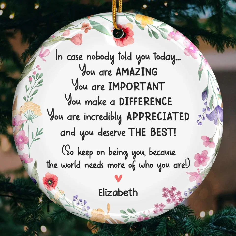 Never Forget The Difference You Make - Bestie Personalized Custom Ornament - Ceramic Round Shaped - Christmas Gift, Birthday Gift For Best Friends, Family Members, Coworkers, Yourself