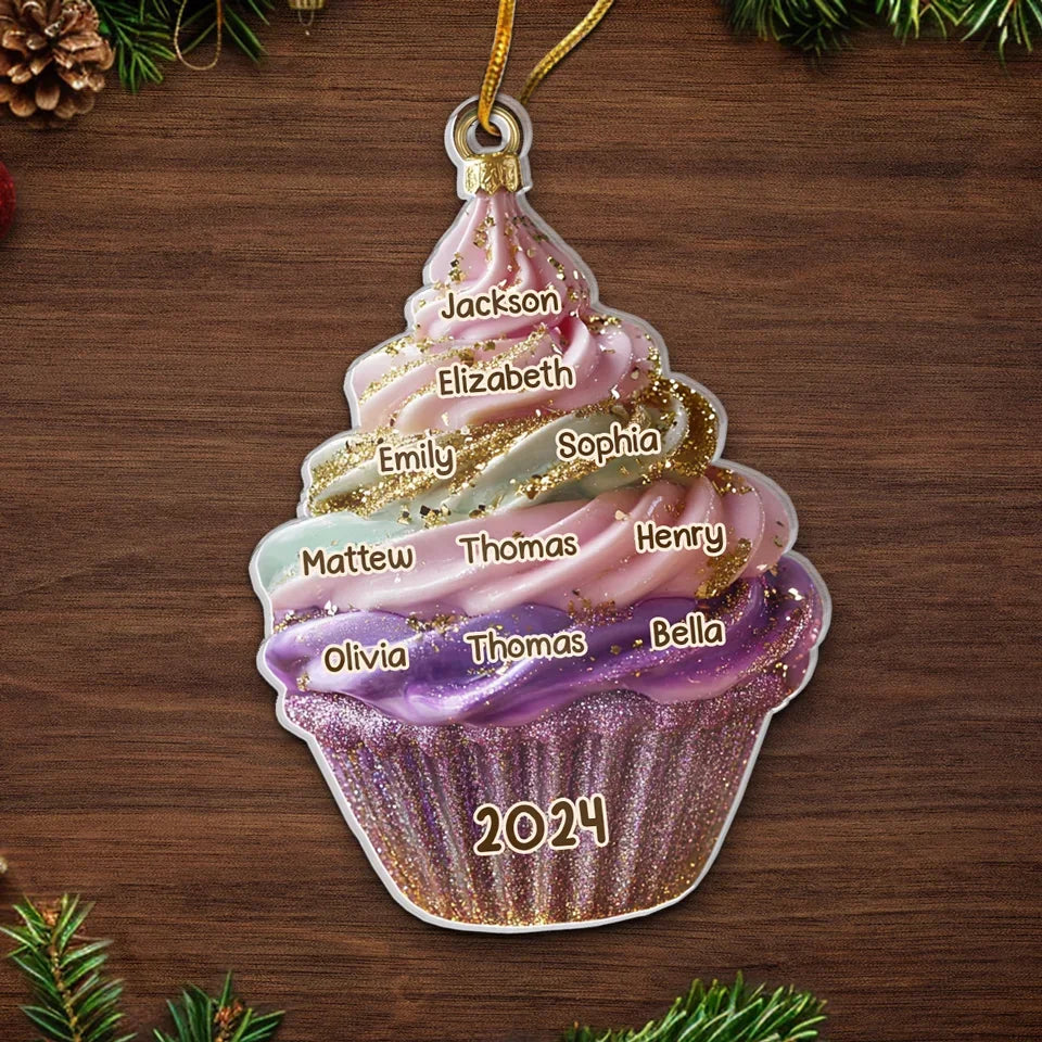 Enjoying Sweet Moments Together - Family Personalized Custom Ornament - Acrylic Custom Shaped - Christmas Gift For Family Members