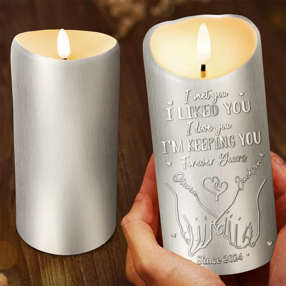 I Don't Need A Perfect Life, Just Your Hand In Mine - Couple Personalized Custom LED Candle - Christmas Gift For Husband Wife, Anniversary