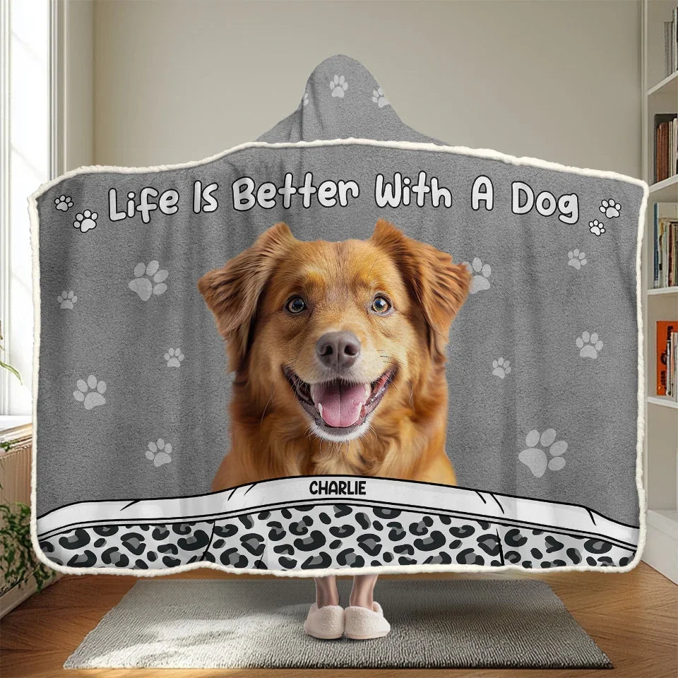 Custom Photo Life Is Better With Fur Babies - Dog & Cat Personalized Custom Snuggle Blanket, Hoodie Blanket - Christmas Gift For Pet Owners, Pet Lovers