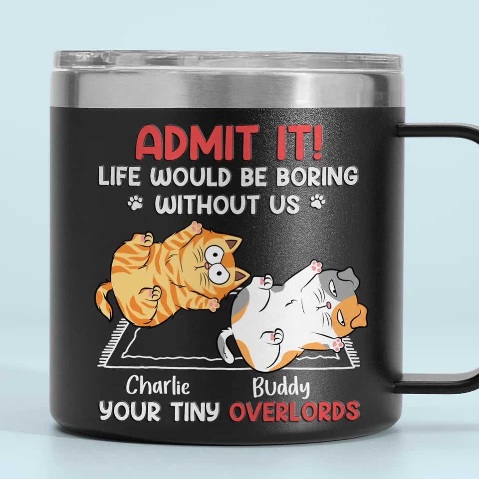 Keep Calm And Rub The Belly - Dog & Cat Personalized Custom 14oz Stainless Steel Tumbler With Handle - Christmas Gift For Pet Owners, Pet Lovers