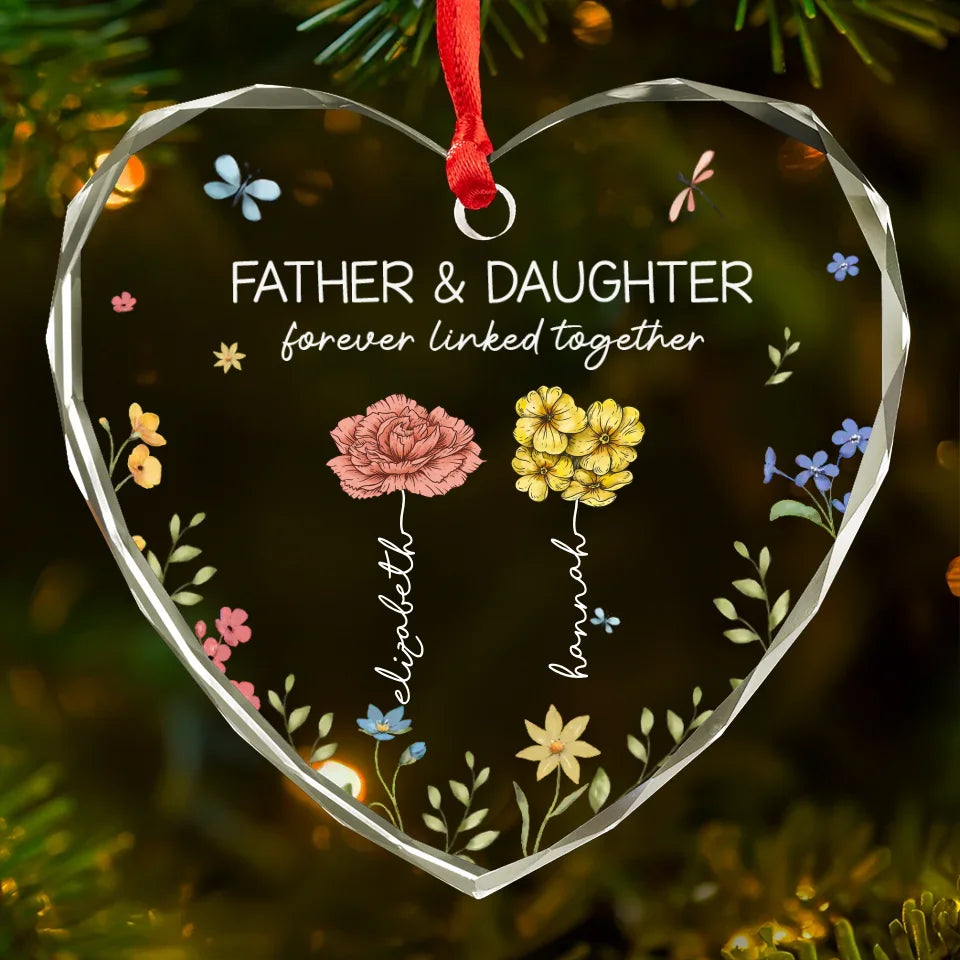 A Mom’s Heart Is A Bouquet Of Kindness - Family Personalized Custom Heart Glass Ornament - Christmas Gift For Mom, Daughter