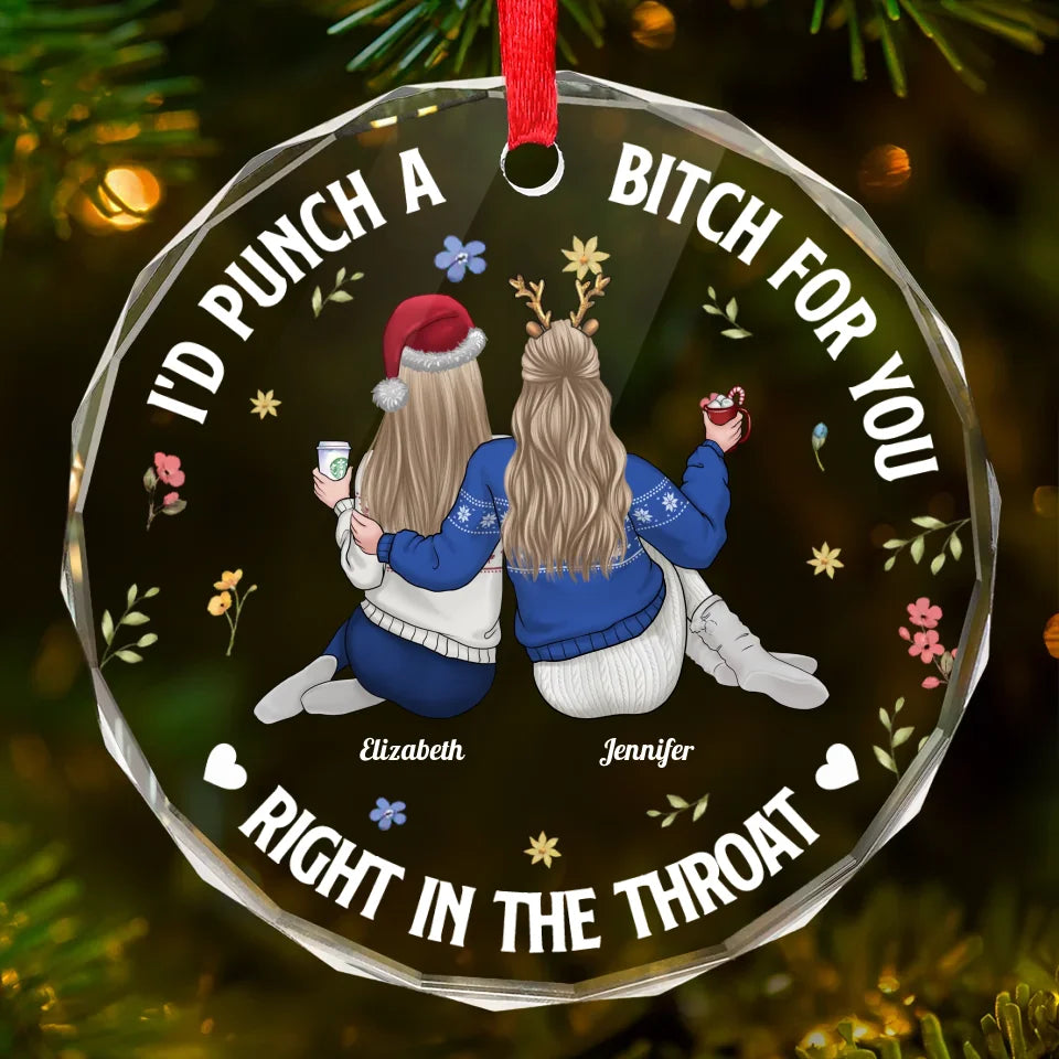 Forever My Favorite Person - Bestie Personalized Custom Circle Glass Ornament - Christmas Gift For Best Friends, BFF, Sisters