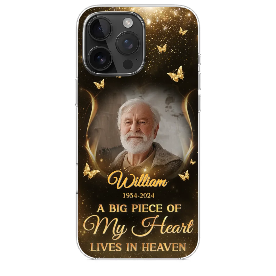 Custom Photo A Big Piece Of My Heart - Memorial Personalized Custom Clear Phone Case - Sympathy Gift For Family Members