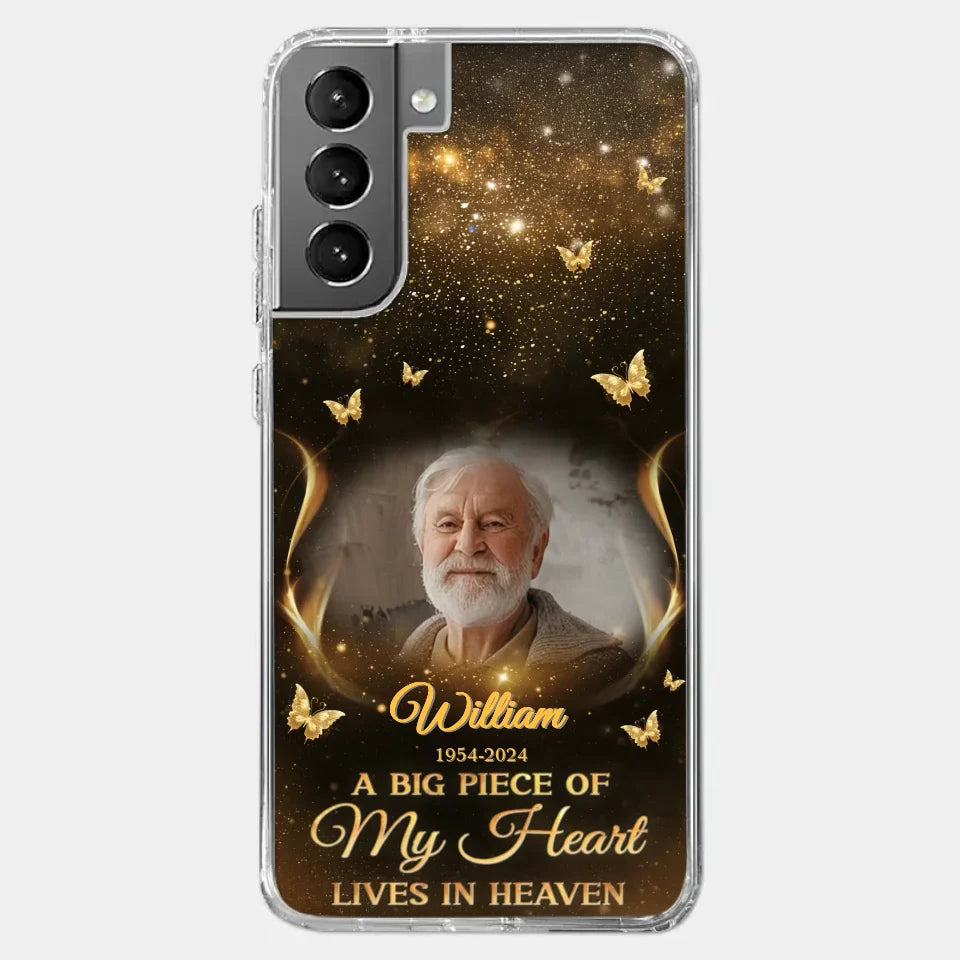 Custom Photo A Big Piece Of My Heart - Memorial Personalized Custom Clear Phone Case - Sympathy Gift For Family Members