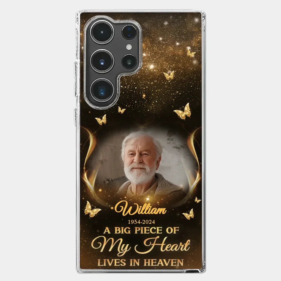 Custom Photo A Big Piece Of My Heart - Memorial Personalized Custom Clear Phone Case - Sympathy Gift For Family Members
