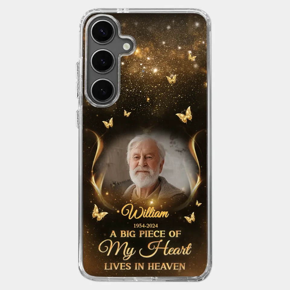 Custom Photo A Big Piece Of My Heart - Memorial Personalized Custom Clear Phone Case - Sympathy Gift For Family Members
