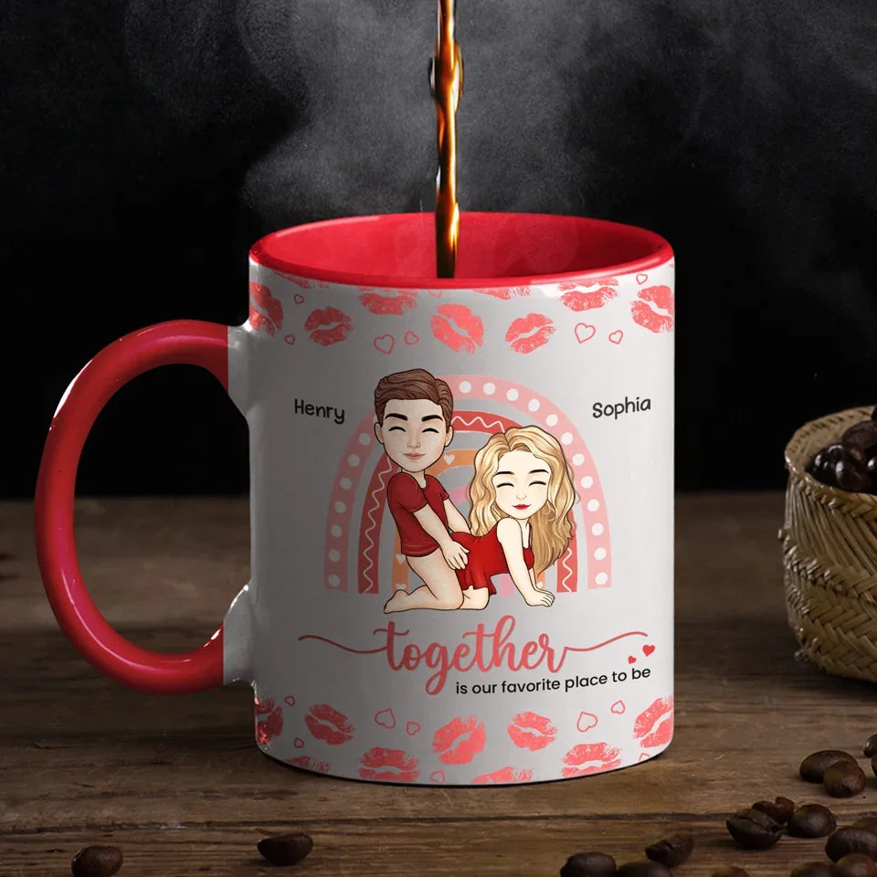 Together Is Our Favorite Place To Be - Couple Personalized Custom Accent Mug - Christmas Gift For Husband Wife, Anniversary