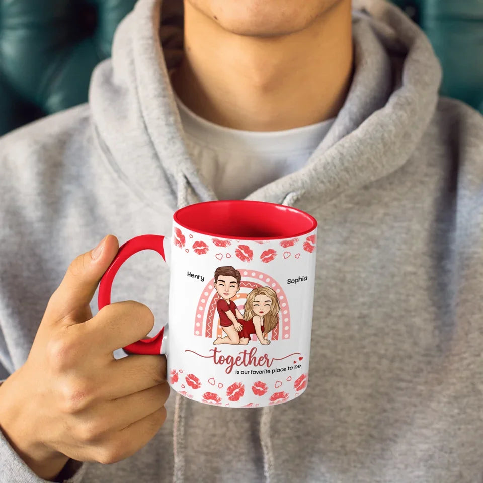 Together Is Our Favorite Place To Be - Couple Personalized Custom Accent Mug - Christmas Gift For Husband Wife, Anniversary