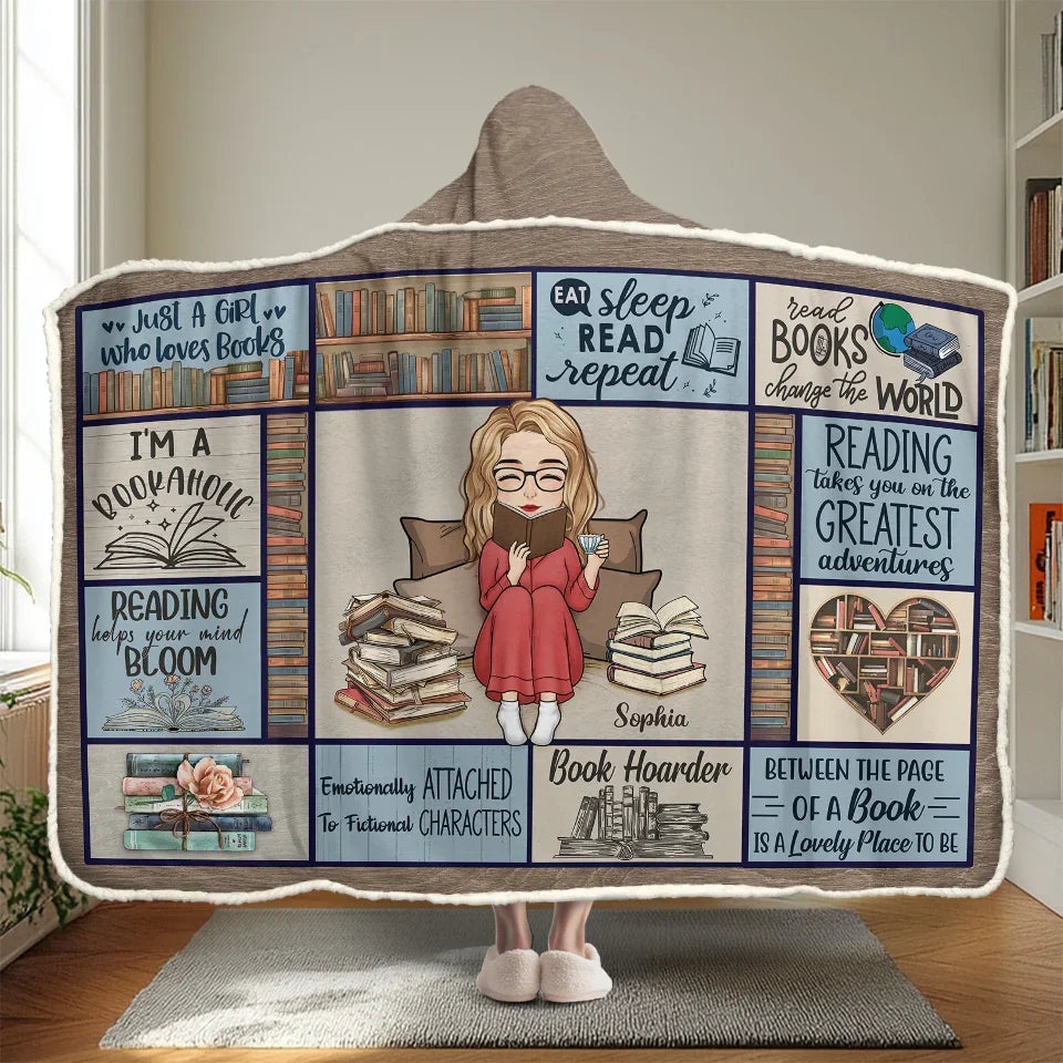 Books Are My Refuge, Where My Soul Finds Rest - Personalized Custom Snuggle Blanket, Hoodie Blanket - Christmas Gift For Book Lovers