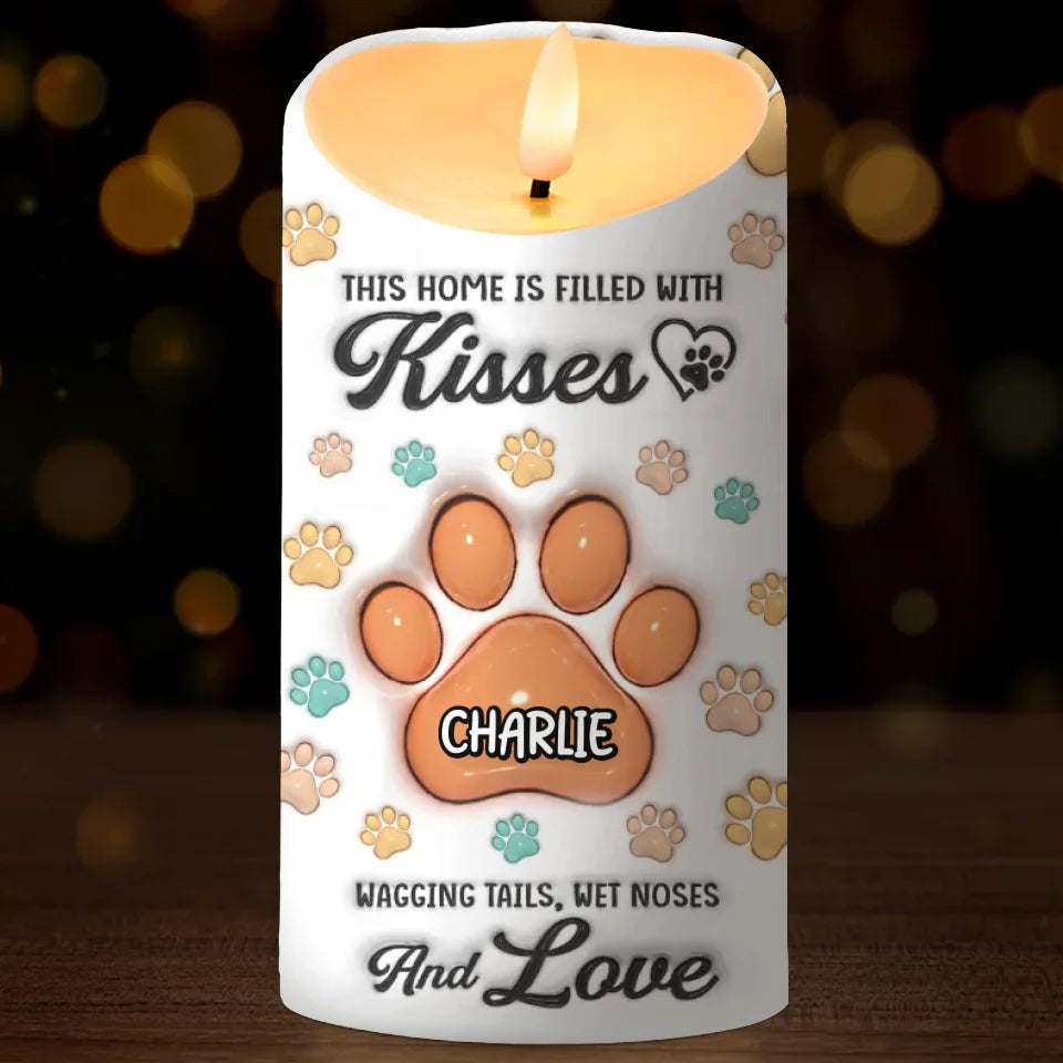 Fur Babies Make Life Sweeter - Dog & Cat Personalized Custom 3D Inflated Effect Printed LED Candle - Christmas Gift For Pet Owners, Pet Lovers