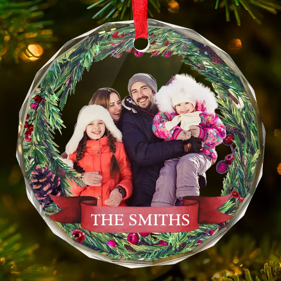 Custom Photo My Favorite Part Of Christmas Is Family - Family Personalized Custom Circle Glass Ornament - Christmas Gift For Family Members