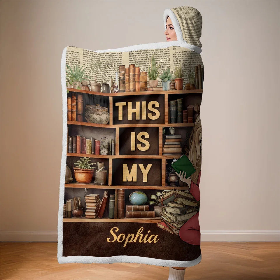 This Is My Book Reading Blanket - Personalized Custom Snuggle Blanket, Hoodie Blanket - Christmas Gift For Book Lovers