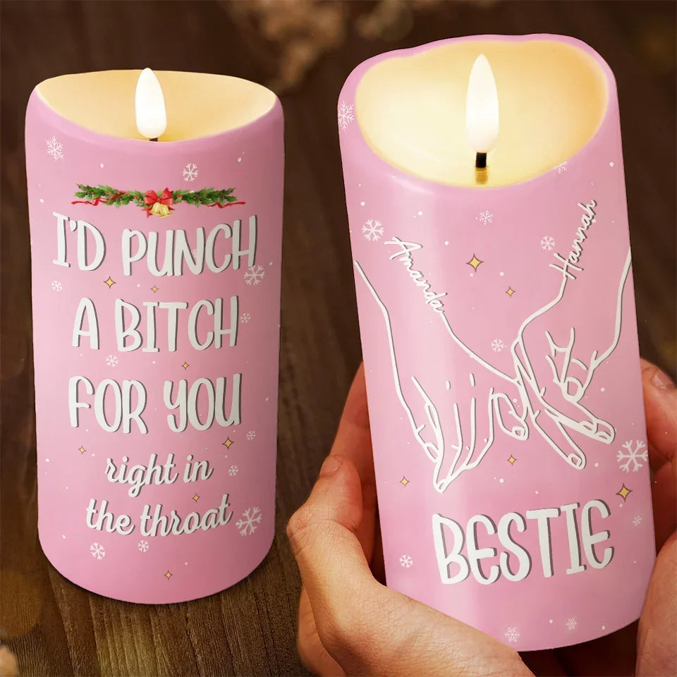If Anyone Hurts You, They’ll Regret It - Bestie Personalized Custom LED Candle - Christmas Gift For Best Friends, BFF, Sisters
