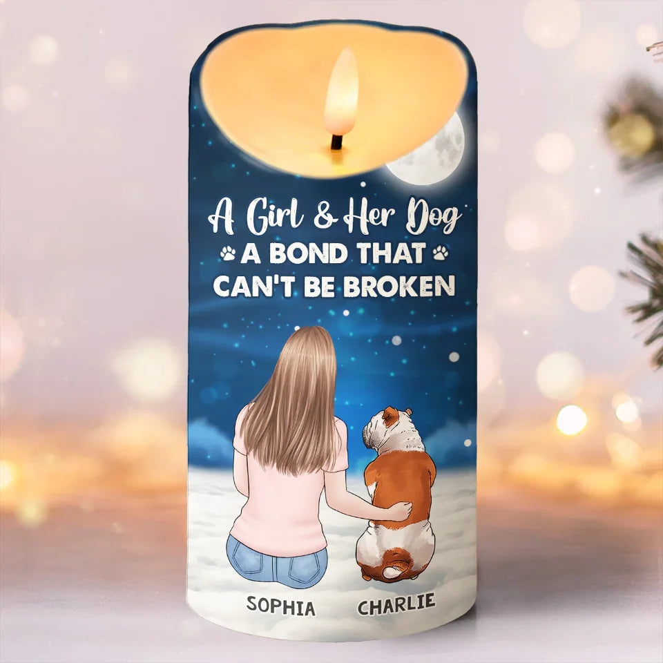 A Bond That Can't Be Broken - Memorial Personalized Custom LED Candle - Sympathy Gift, Christmas Gift For Pet Owners, Pet Lovers