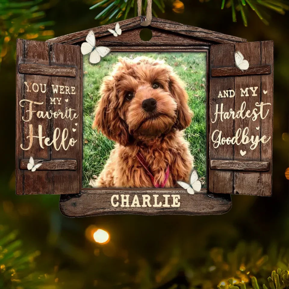 New Arrival, Hard To Say Goodbye Custom Photo Dog Memorial Christmas Ornament AMZ