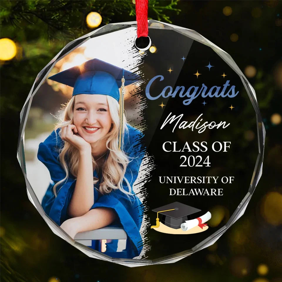 Custom Photo Chasing Dreams, Achieving Greatness - Family Personalized Custom Circle Glass Ornament - Christmas Gift, Graduation Gift For Family Members, Siblings, Brothers, Sisters
