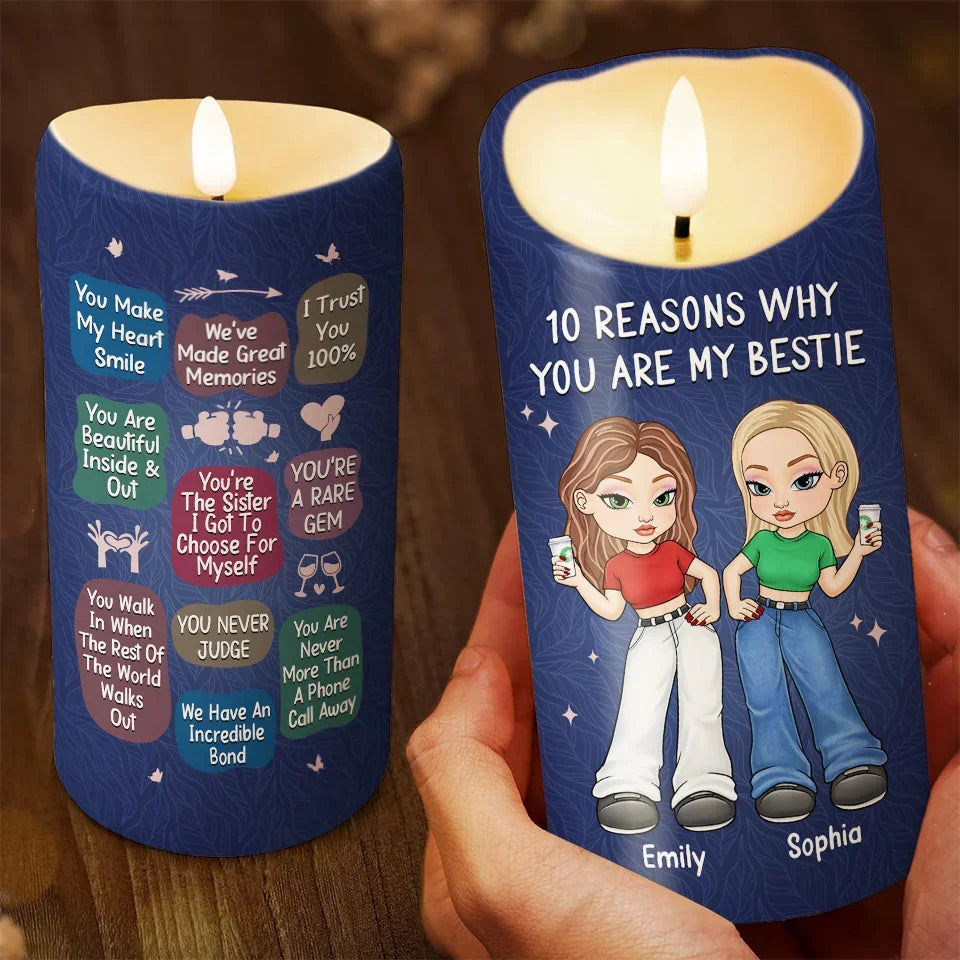 10 Reasons Why You Are My Sister - Bestie Personalized Custom LED Candle - Christmas Gift For Best Friends, BFF, Sisters