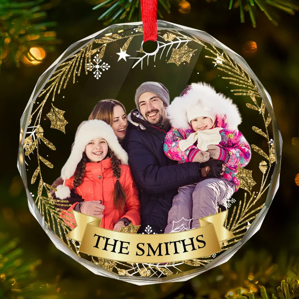 Custom Photo Being Part Of A Family Means Smiling For Photos - Family Personalized Custom Circle Glass Ornament - Christmas Gift For Family Members