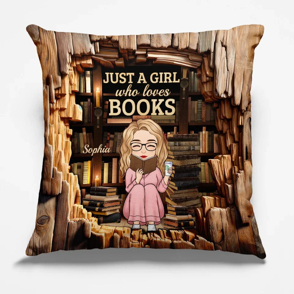 A Girl With A Passion For Reading - Personalized Custom Pillow - Gift For Book Lovers