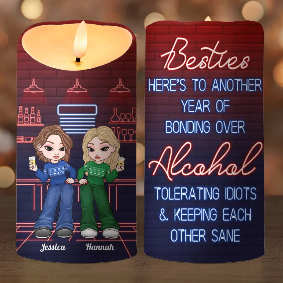 Life Is Better With Friends - Bestie Personalized Custom LED Candle - Christmas Gift For Best Friends, BFF, Sisters