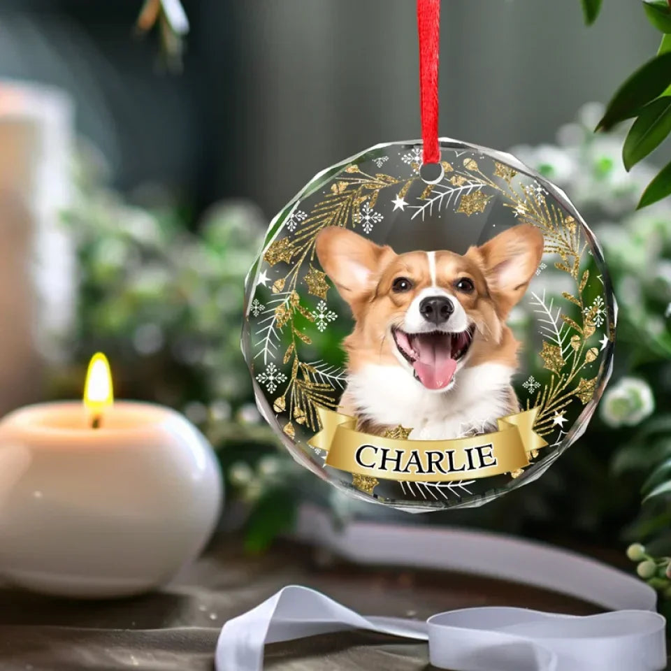 Custom Photo You Put The Merry In My Christmas - Dog & Cat Personalized Custom Circle Glass Ornament - Christmas Gift For Pet Owners, Pet Lovers