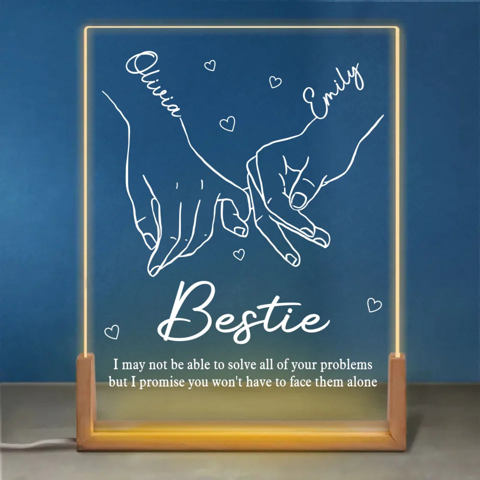 Friends Become Our Chosen Family - Bestie Personalized Custom Shaped 3D LED Walnut Night Light - Christmas Gift For Best Friends, BFF, Sisters