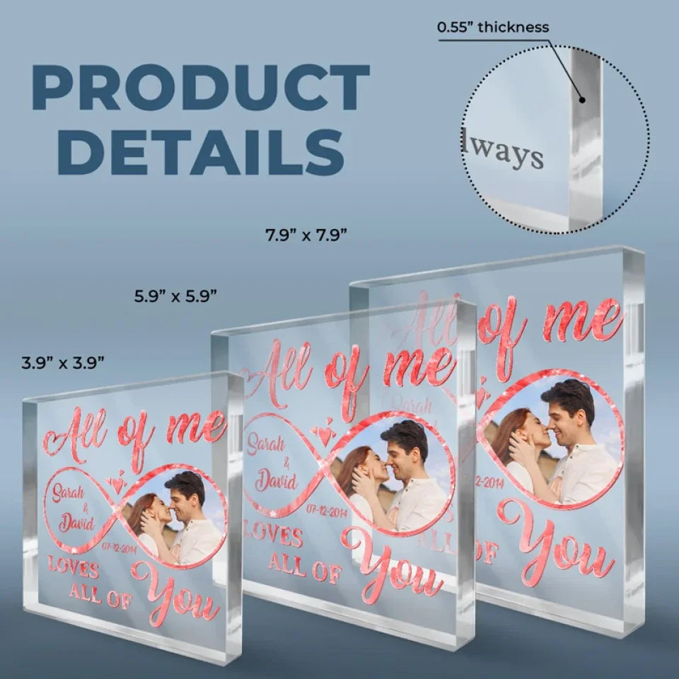 Custom Photo You Make My World Light Up - Couple Personalized Custom Square Shaped Acrylic Plaque - Christmas Gift For Husband Wife, Anniversary