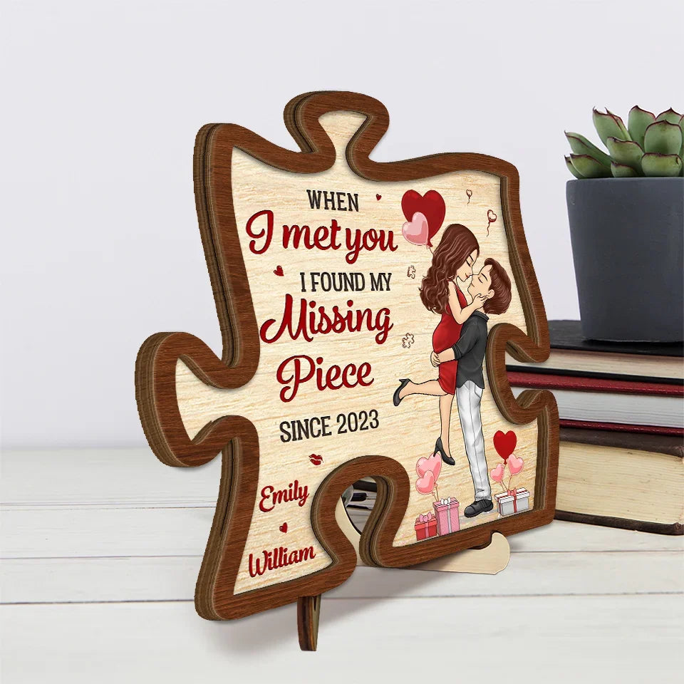 Your Embrace Is My Favorite Place - Couple Personalized Custom 2-Layered Wooden Plaque With Stand - Gift For Husband Wife, Anniversary