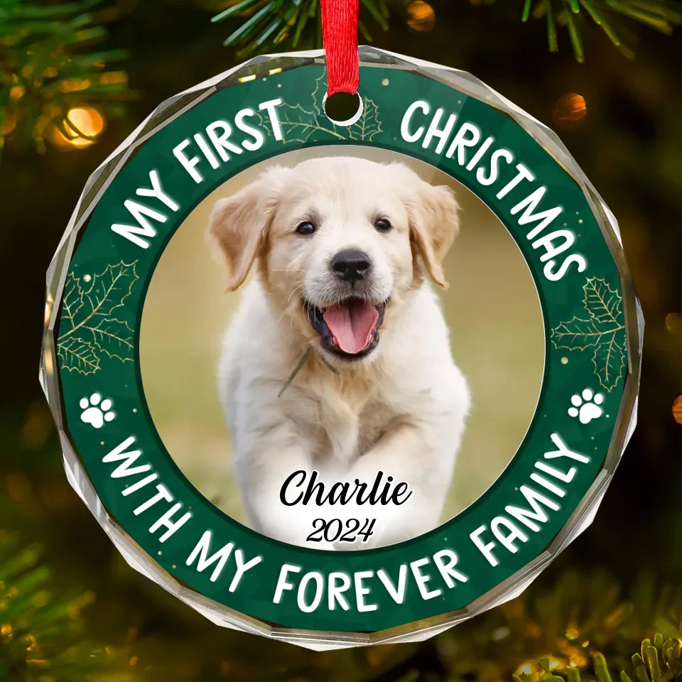 Custom Photo My Adorable Fur Baby - Dog & Cat Personalized Custom Circle Glass Ornament - New Arrival, Christmas Gift For Pet Owners, Pet Lovers, First Christmas AMZ