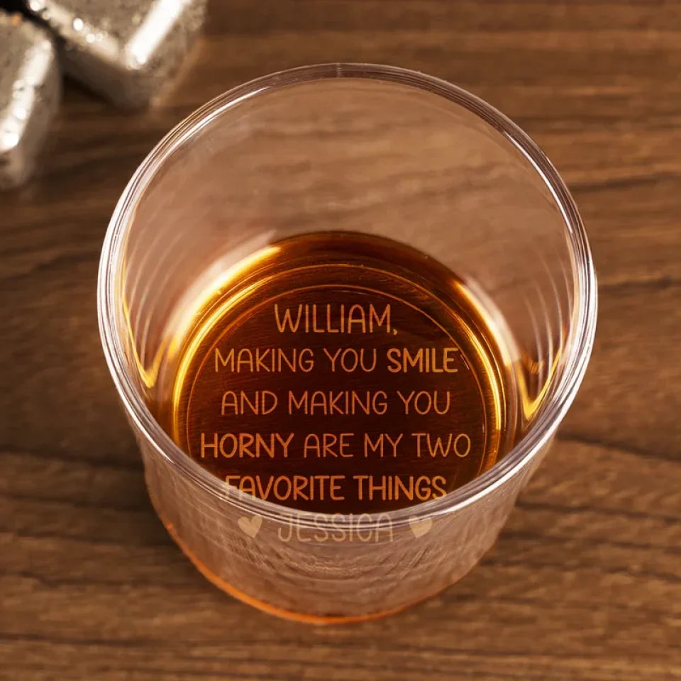 Our Love Story Is My Favorite Tale - Couple Personalized Custom Whiskey Glass - Gift For Husband Wife, Anniversary