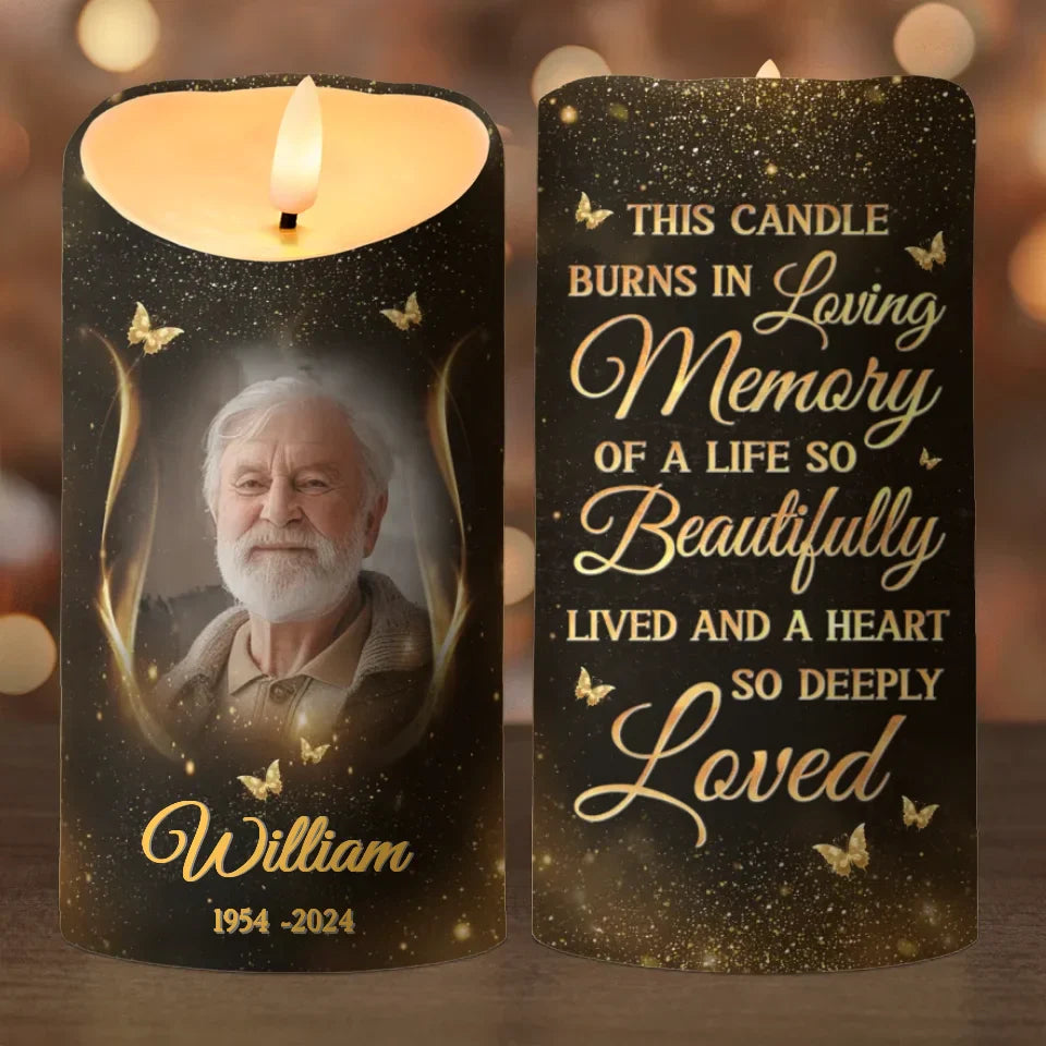 Custom Photo Love Is A Light That Never Dims - Memorial Personalized Custom LED Candle - Sympathy Gift, Christmas Gift For Family Members