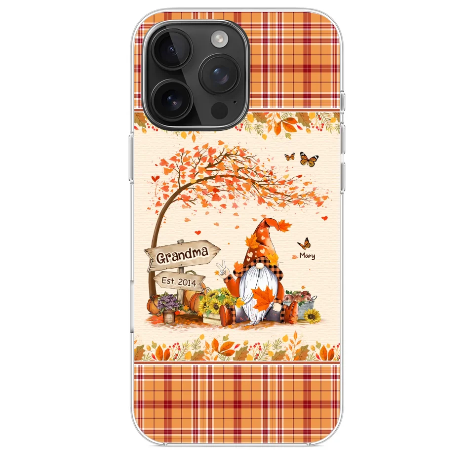 Oh My Gourd I Love Fall - Family Personalized Custom Clear Phone Case - Autumn Fall Gift For Grandma