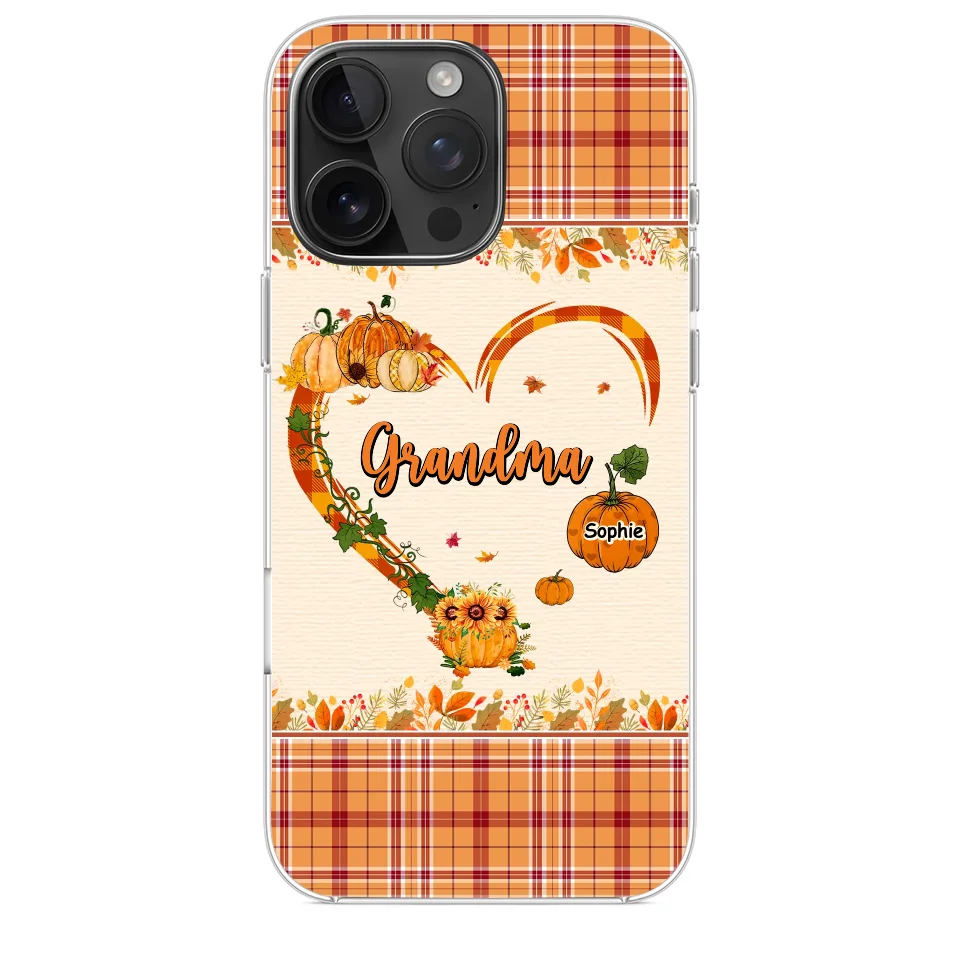 Family Time Is Like A Cozy Pumpkin Patch On A Crisp Autumn Day - Family Personalized Custom Clear Phone Case - Autumn Fall Gift For Grandma