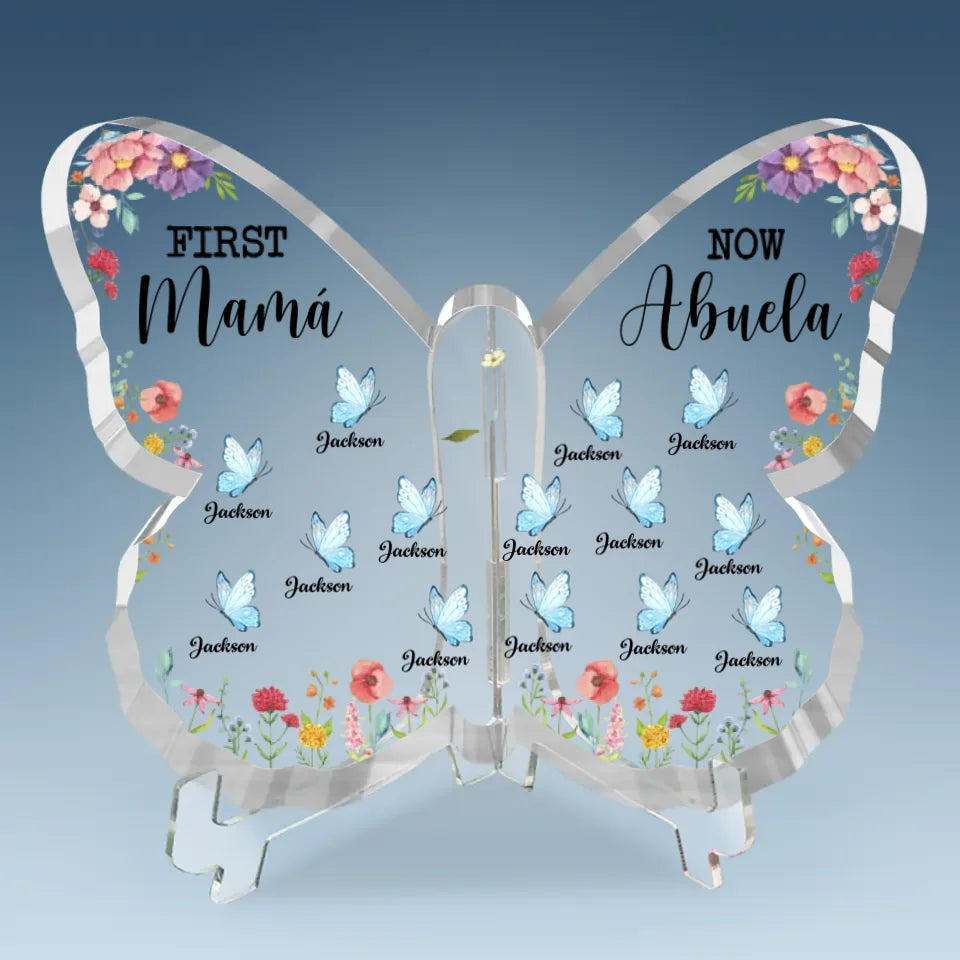 A Legacy Passed From Mom To Grandma - Family Personalized Custom Butterfly Shaped Acrylic Plaque - Gift For Mom, Grandma