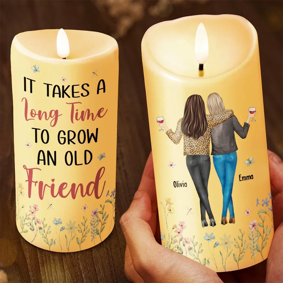Friendship Goals Achieved - Bestie Personalized Custom LED Candle - Christmas Gift For Best Friends, BFF, Sisters