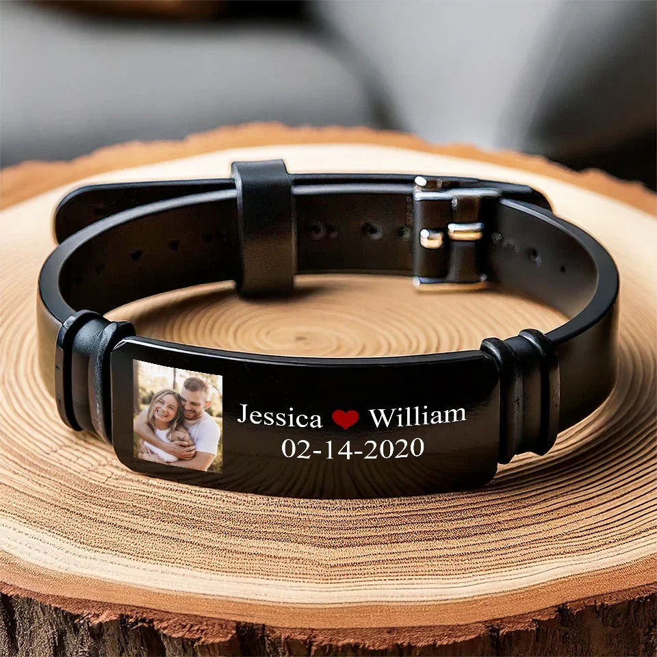 Custom Photo I Love You Always And Forever - Couple Personalized Custom Bracelet - Gift For Husband Wife, Anniversary