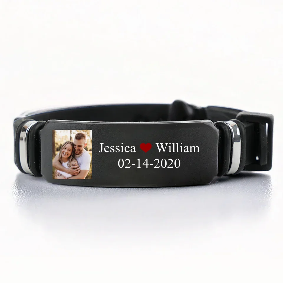 Custom Photo I Love You Always And Forever - Couple Personalized Custom Bracelet - Gift For Husband Wife, Anniversary