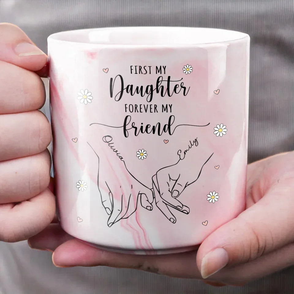 Forever My Little One - Family Personalized Custom Marble Mug - Gift For Mom, Grandma