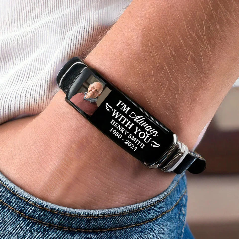 Custom Photo I'm Always With You - Memorial Personalized Custom Bracelet - Sympathy Gift For Family Members