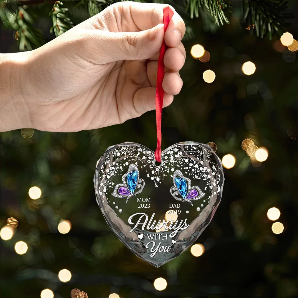 A Life Well-Lived Is A Life Remembered - Memorial Personalized Custom Heart Glass Ornament - Sympathy Gift For Family Members