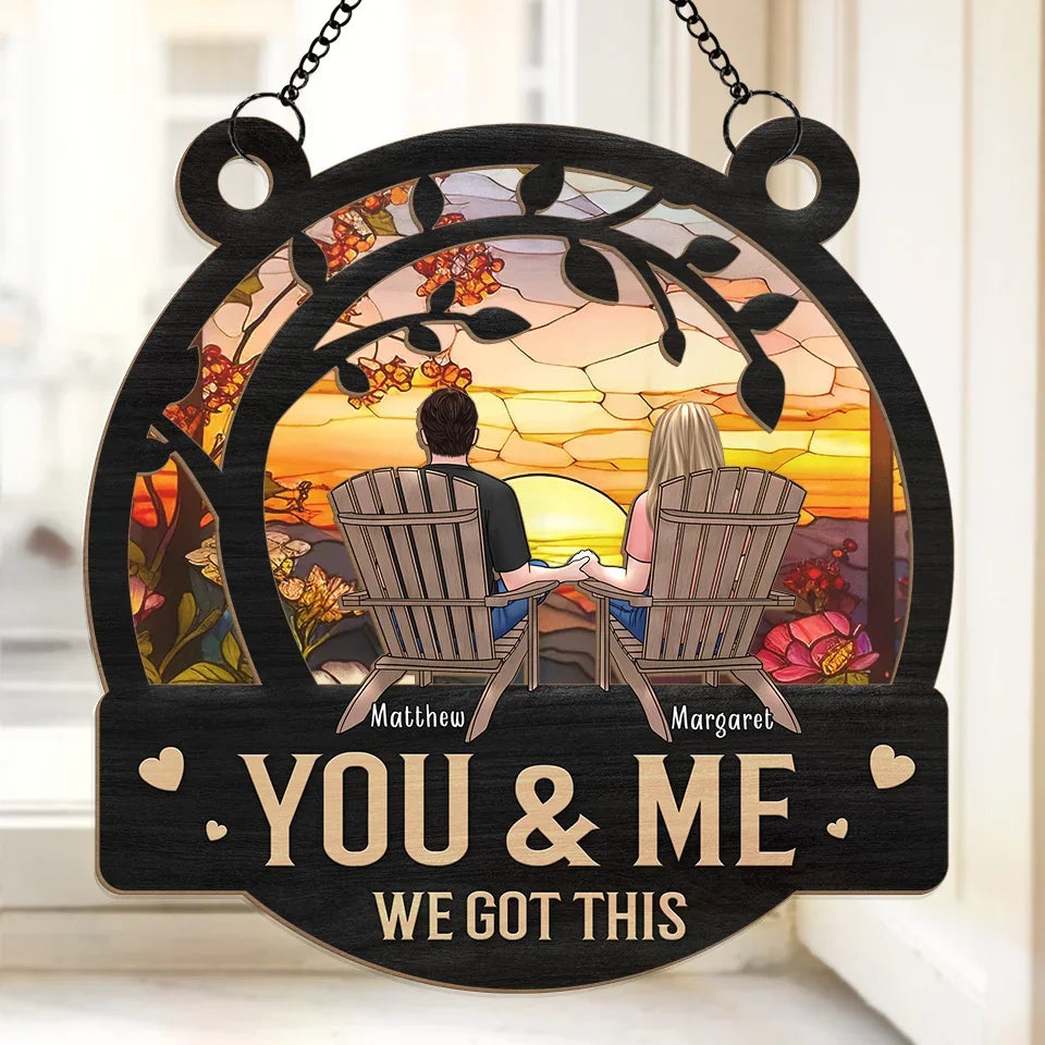 Endless Love Knows No Bounds - Couple Personalized Window Hanging Suncatcher Ornament - Gift For Husband Wife, Anniversary