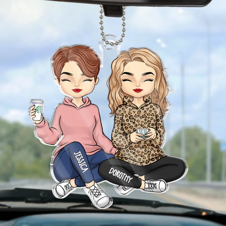 Forever Grateful For You - Bestie Personalized Custom Car Ornament - Acrylic Custom Shaped - Gift For Best Friends, BFF, Sisters