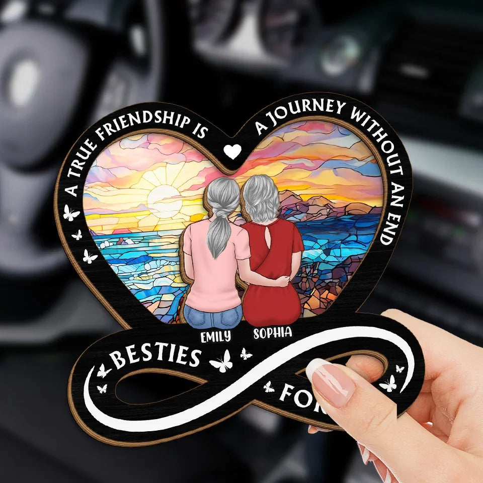 Friendship Is The Strongest Foundation - Bestie Personalized Custom Car Visor Clip - Gift For Best Friends, BFF, Sisters