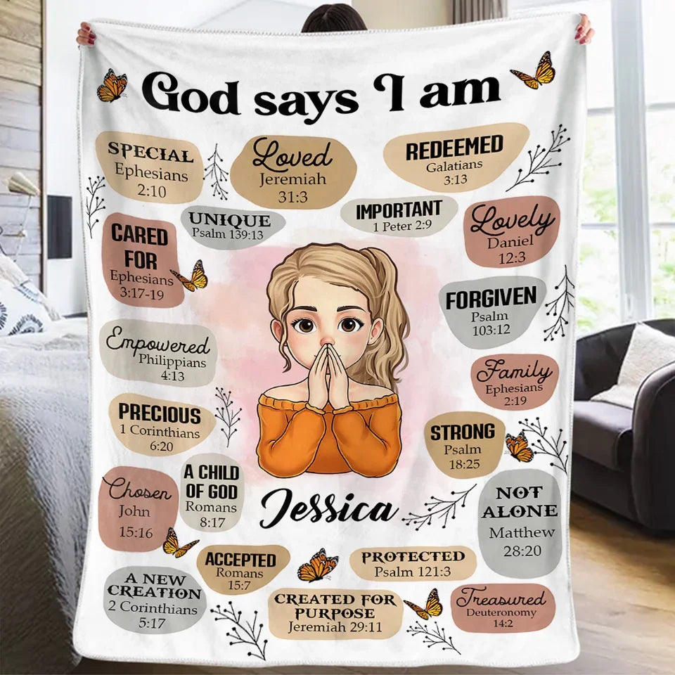 God Says You Are Self-Love Affirmations - Friend Personalized Custom Blanket - Gift For Best Friends, Family Members, Coworkers, Yourself