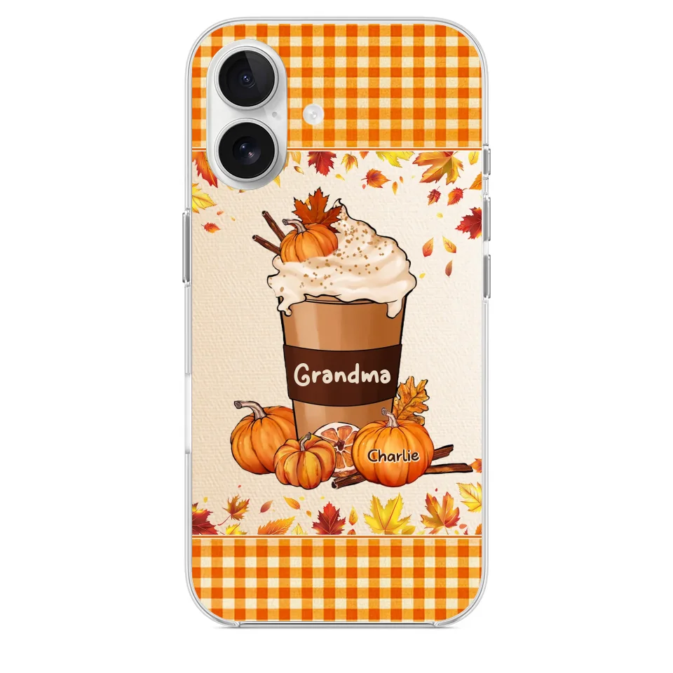 Autumn Fall Is For Cozy Moments With Family And Grandma - Family Personalized Custom Clear Phone Case - Autumn Fall Gift For Grandma